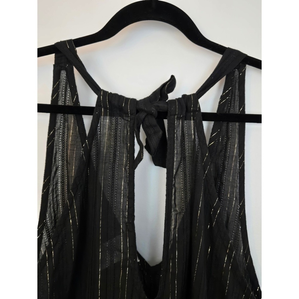 La Blanca Black Gold Stripe Halter Wide Leg Resort Jumpsuit Cover Up NWT - Picture 11 of 13